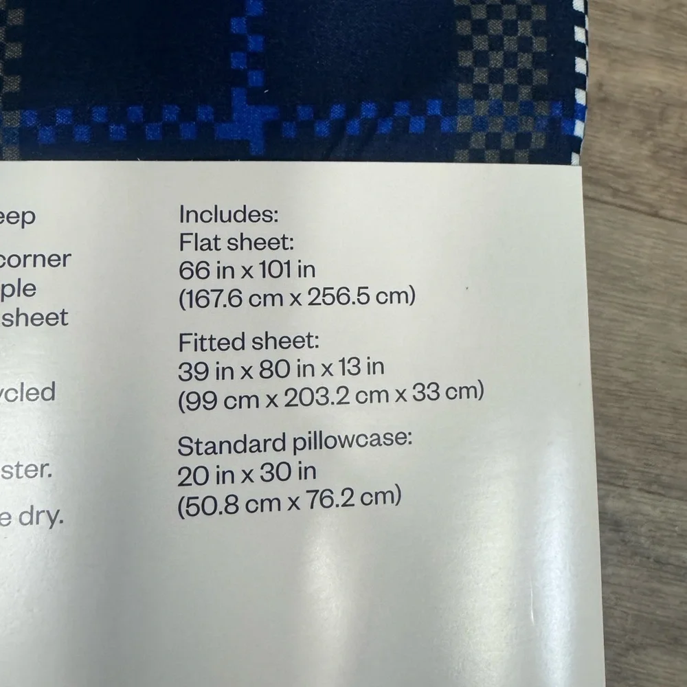 Brand New Plaid Sheet Set Queen Blue‎ Gray White Bedding Set 4 Piece Twin XL